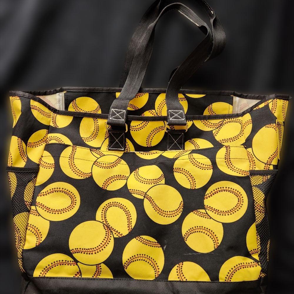 Playful Black and Yellow Tennis Ball Tote